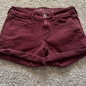 Woman deep red shorts